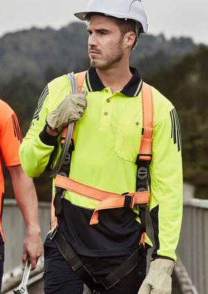 Mens Hi Vis Flux Long Sleeve Polo