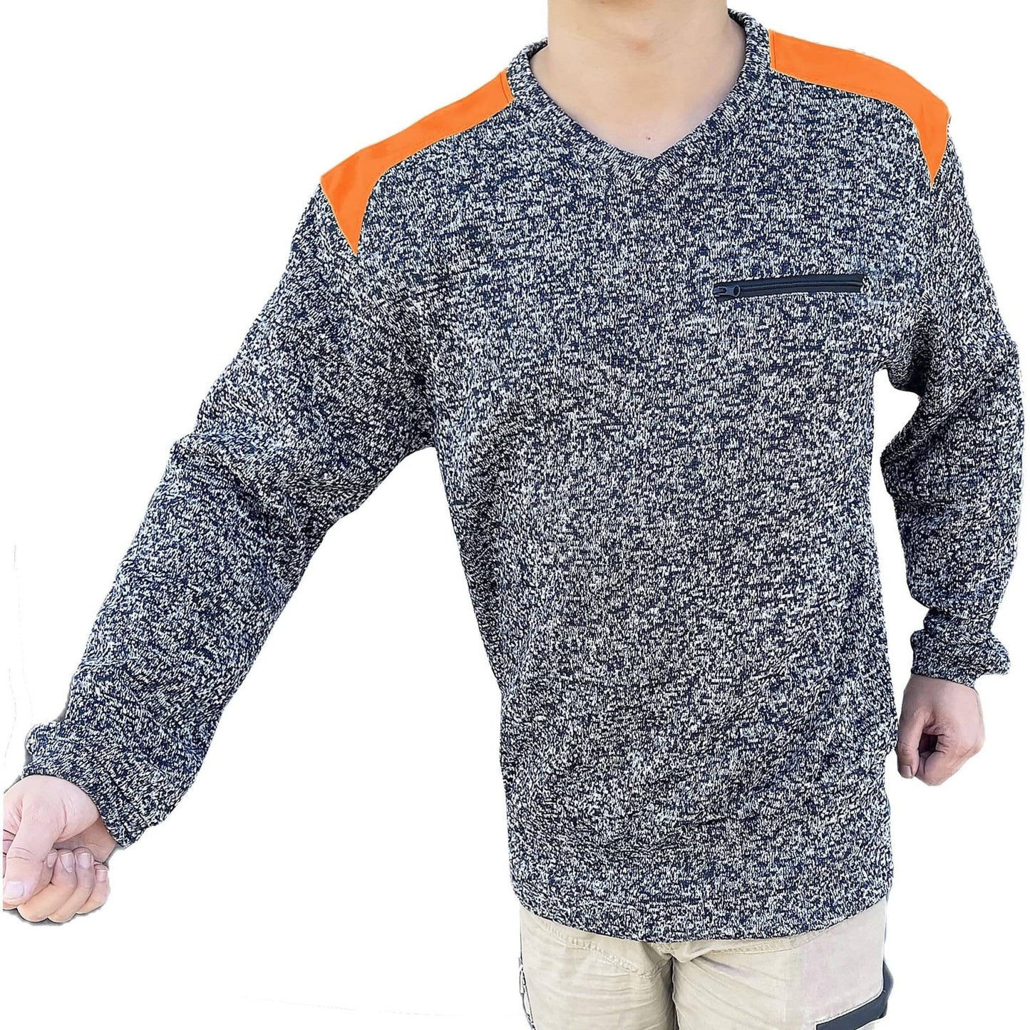Big Bee Crew Hi Vis Jumper, Marle Fleece Work Sweatshirts - Big Bee