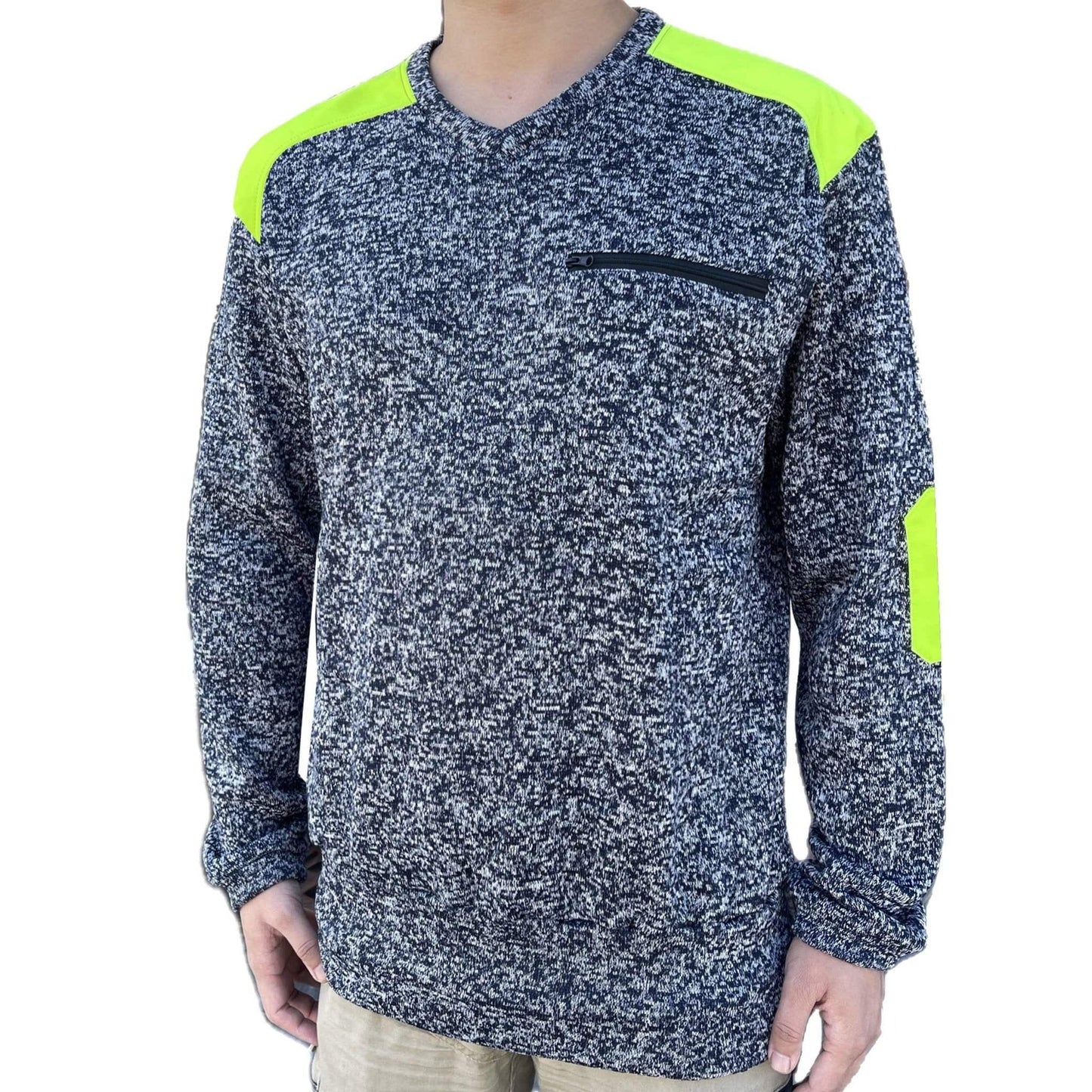 Big Bee Crew Hi Vis Jumper, Marle Fleece Work Sweatshirts - Big Bee
