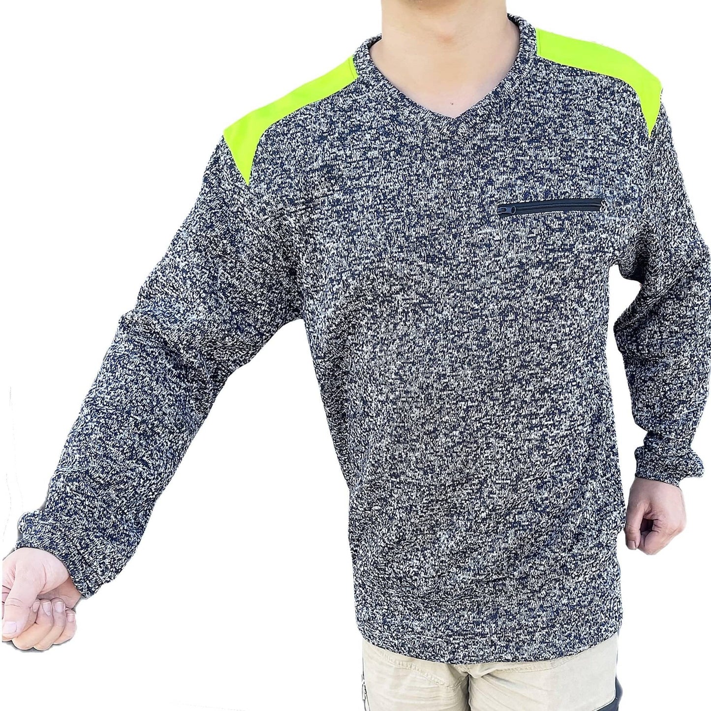 Big Bee Crew Hi Vis Jumper, Marle Fleece Work Sweatshirts - Big Bee