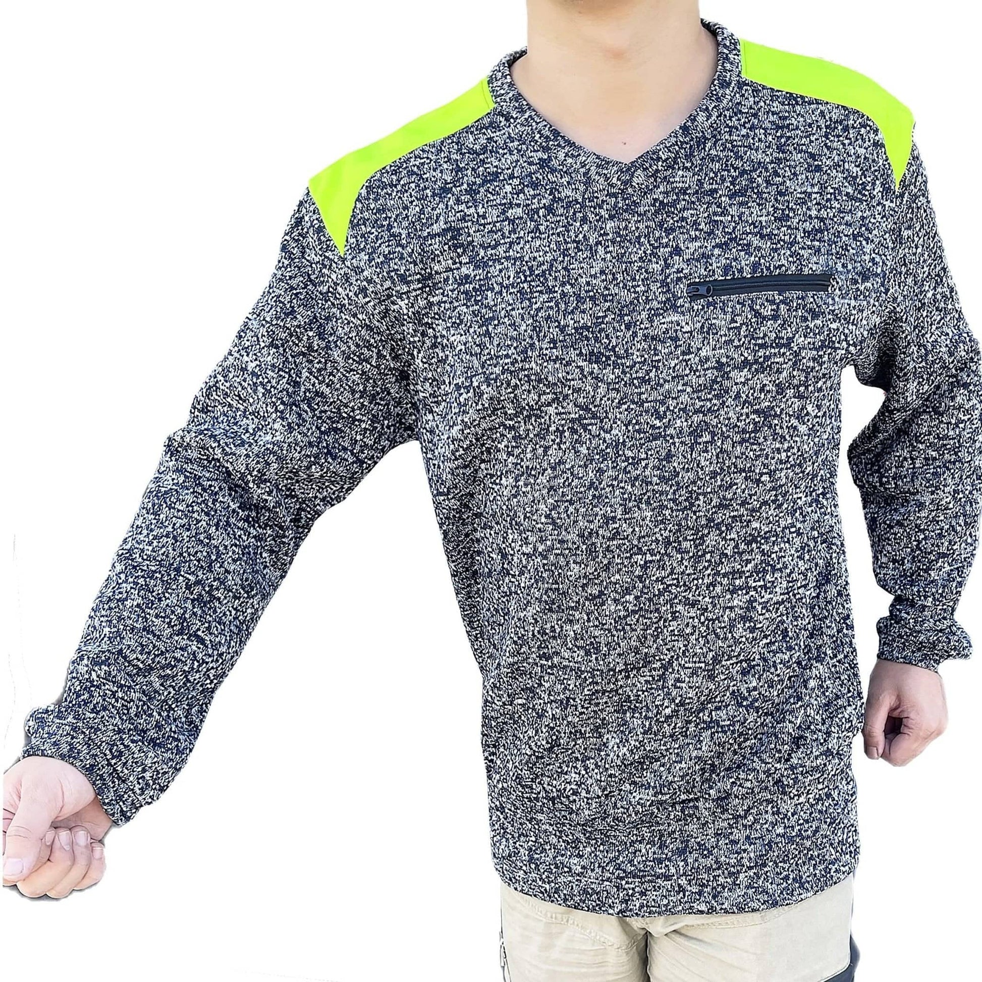 Big Bee Crew Hi Vis Jumper, Marle Fleece Work Sweatshirts - Big Bee
