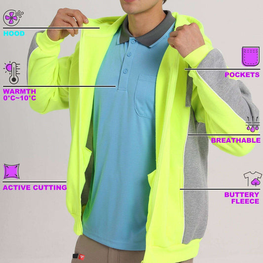 Big Bee Hi Vis Hoodie, Zip Up Work Jumper - Big Bee