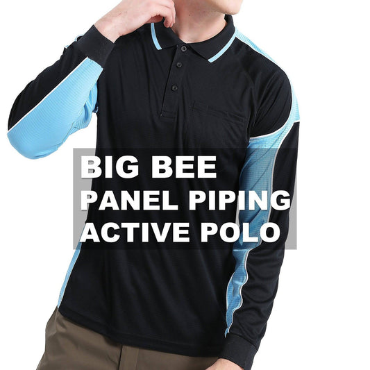 Big Bee PANEL Mens Polo Shirts, Long Sleeve - Big Bee