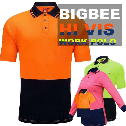 Big Bee Mens Hi Vis Polo Shirts, Long Sleeve - Big Bee