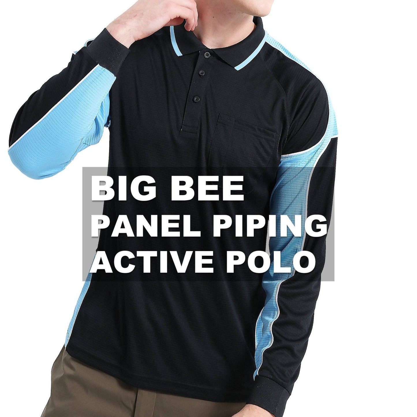 Big Bee PANEL Hi Vis Polo Shirts, Long Sleeve - Big Bee