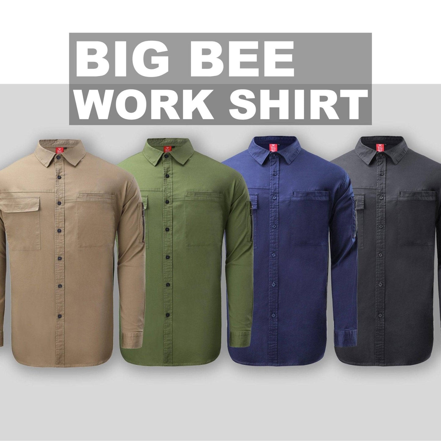 Big Bee PULSE Mens Work Shirts, Stretch Cotton - Big Bee