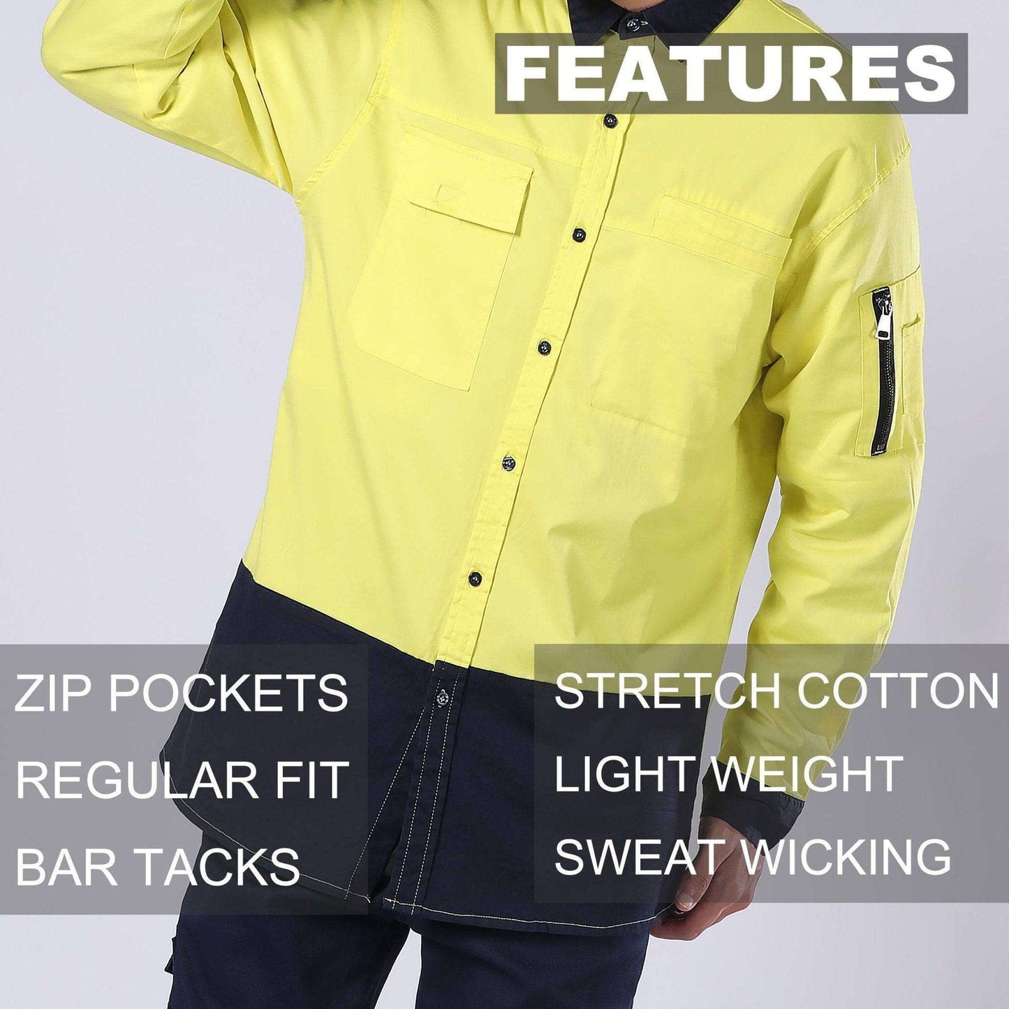 Big Bee PULSE Mens Work Shirts, Stretch Cotton - Big Bee