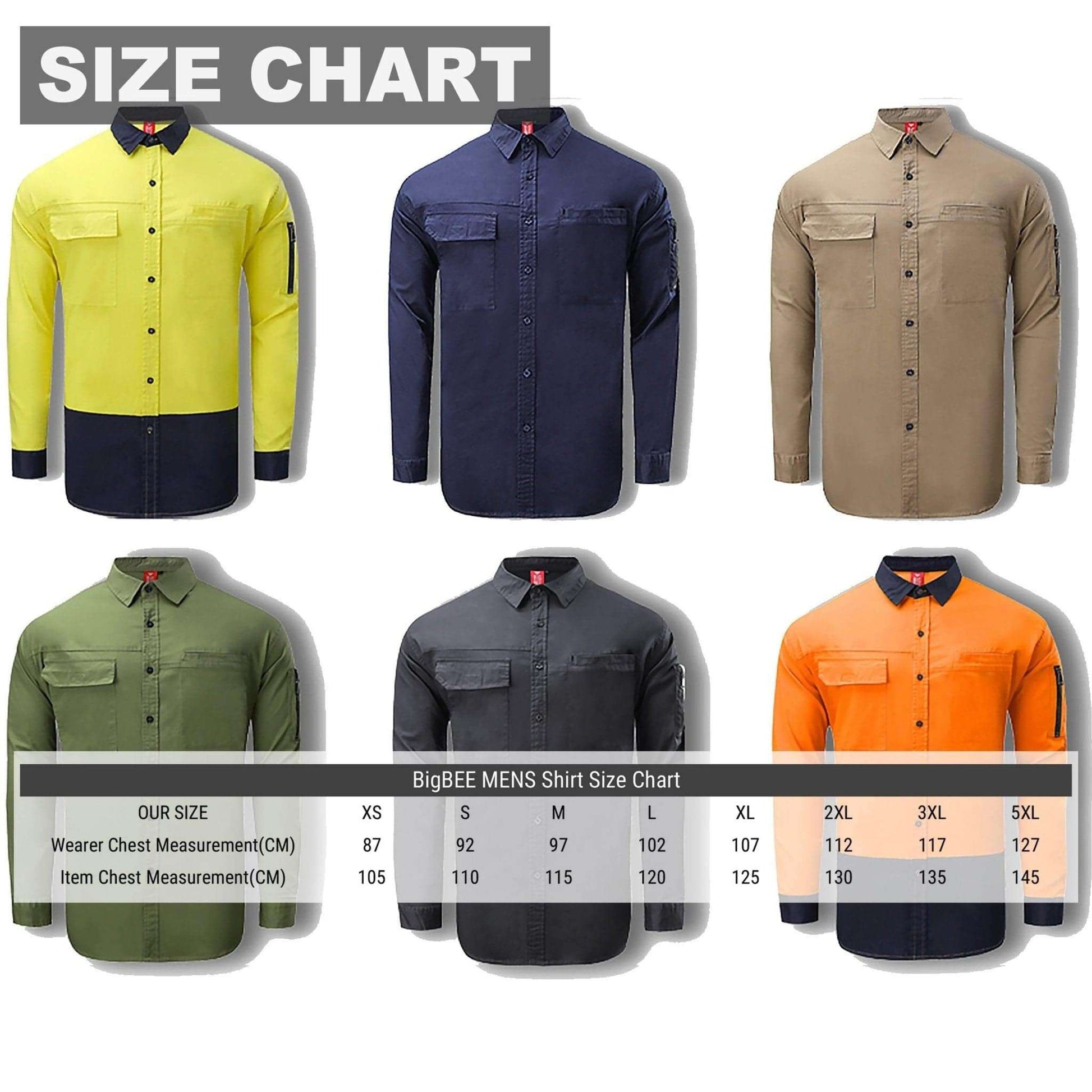 Big Bee PULSE Mens Work Shirts, Stretch Cotton - Big Bee