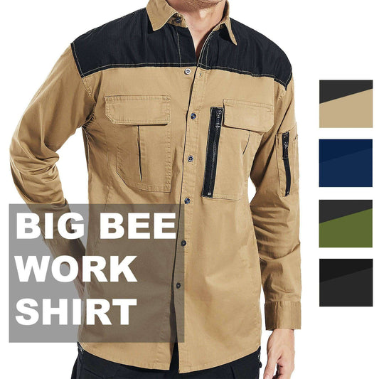 Big Bee ZIP Mens Work Shirts, Stretch Cotton - Big Bee