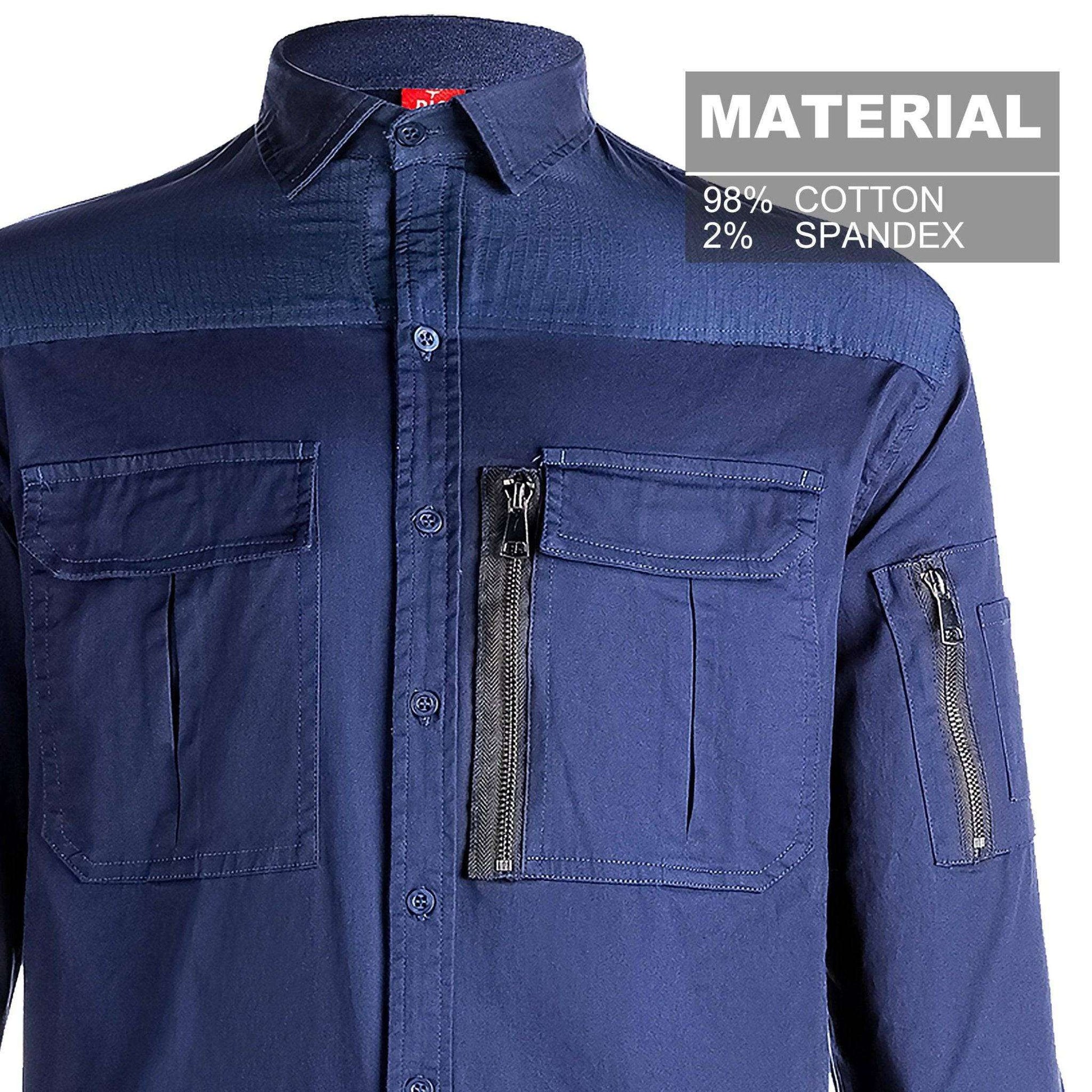 Big Bee ZIP Mens Work Shirts, Stretch Cotton - Big Bee