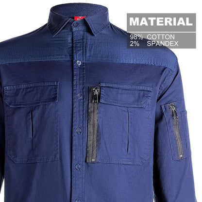 Big Bee ZIP Mens Work Shirts, Stretch Cotton - Big Bee