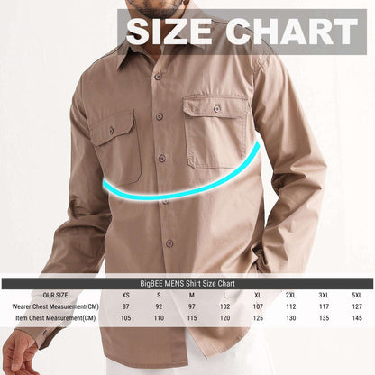 Big Bee Mens Work Shirts Lightweight Cotton, Traditional Workwear - Big Bee