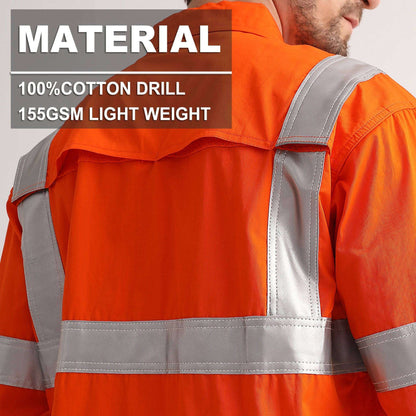Big Bee Hi-Vis Shirts Orange H Pattern Reflective, VIC Rail Shirt - Big Bee