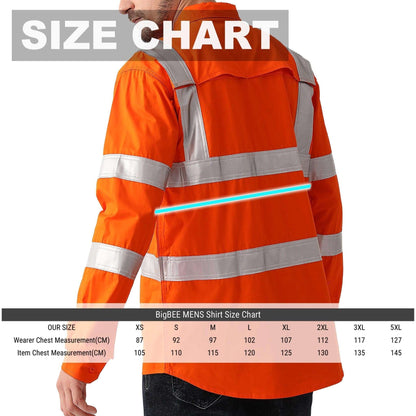Big Bee Hi-Vis Shirts Orange H Pattern Reflective, VIC Rail Shirt - Big Bee