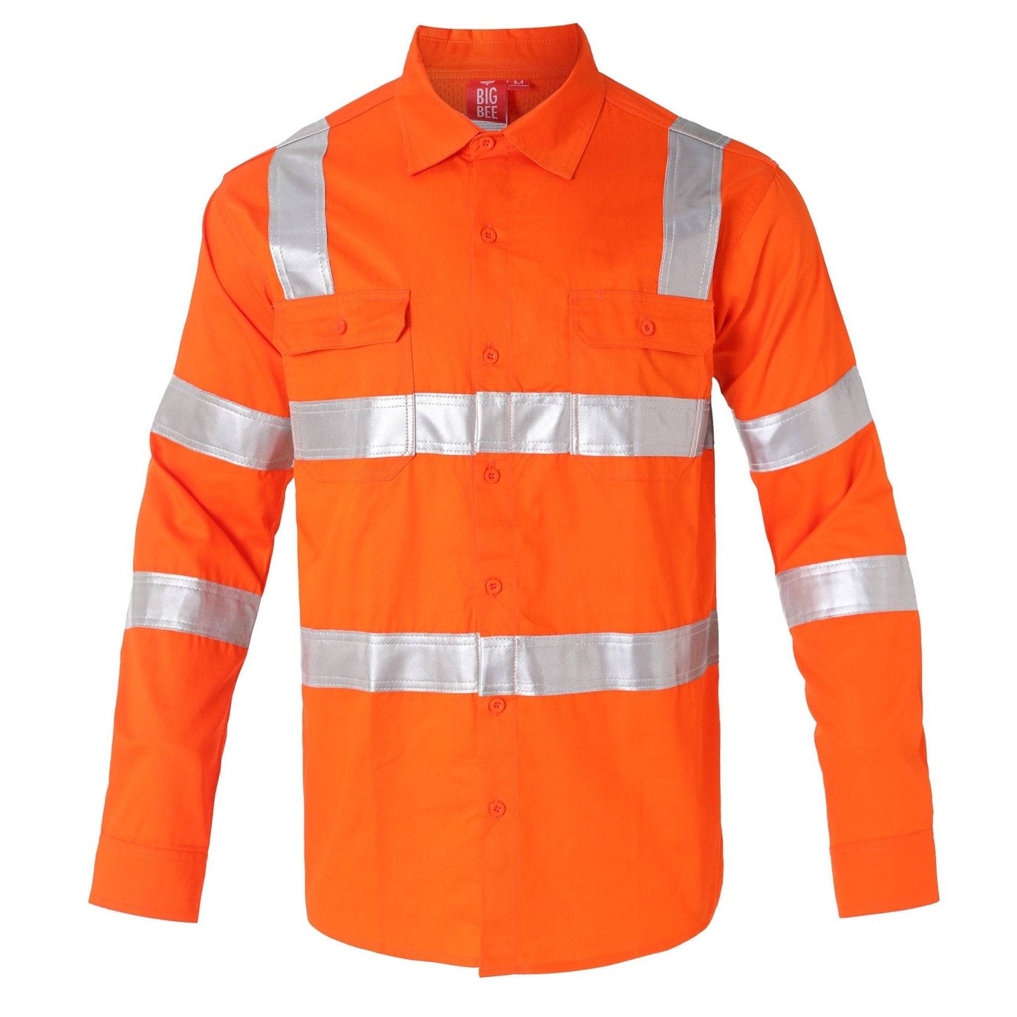 Big Bee Hi-Vis Shirts Orange H Pattern Reflective, VIC Rail Shirt - Big Bee