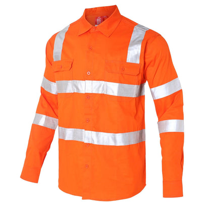 Big Bee Hi-Vis Shirts Orange H Pattern Reflective, VIC Rail Shirt - Big Bee