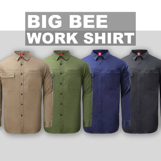 Big Bee PULSE Mens Hi-Vis Work Shirts, Stretch Cotton - Big Bee