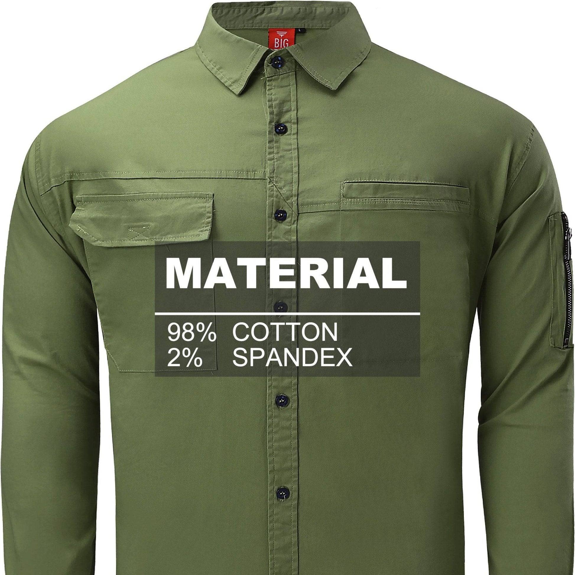 Big Bee PULSE Mens Hi-Vis Work Shirts, Stretch Cotton - Big Bee