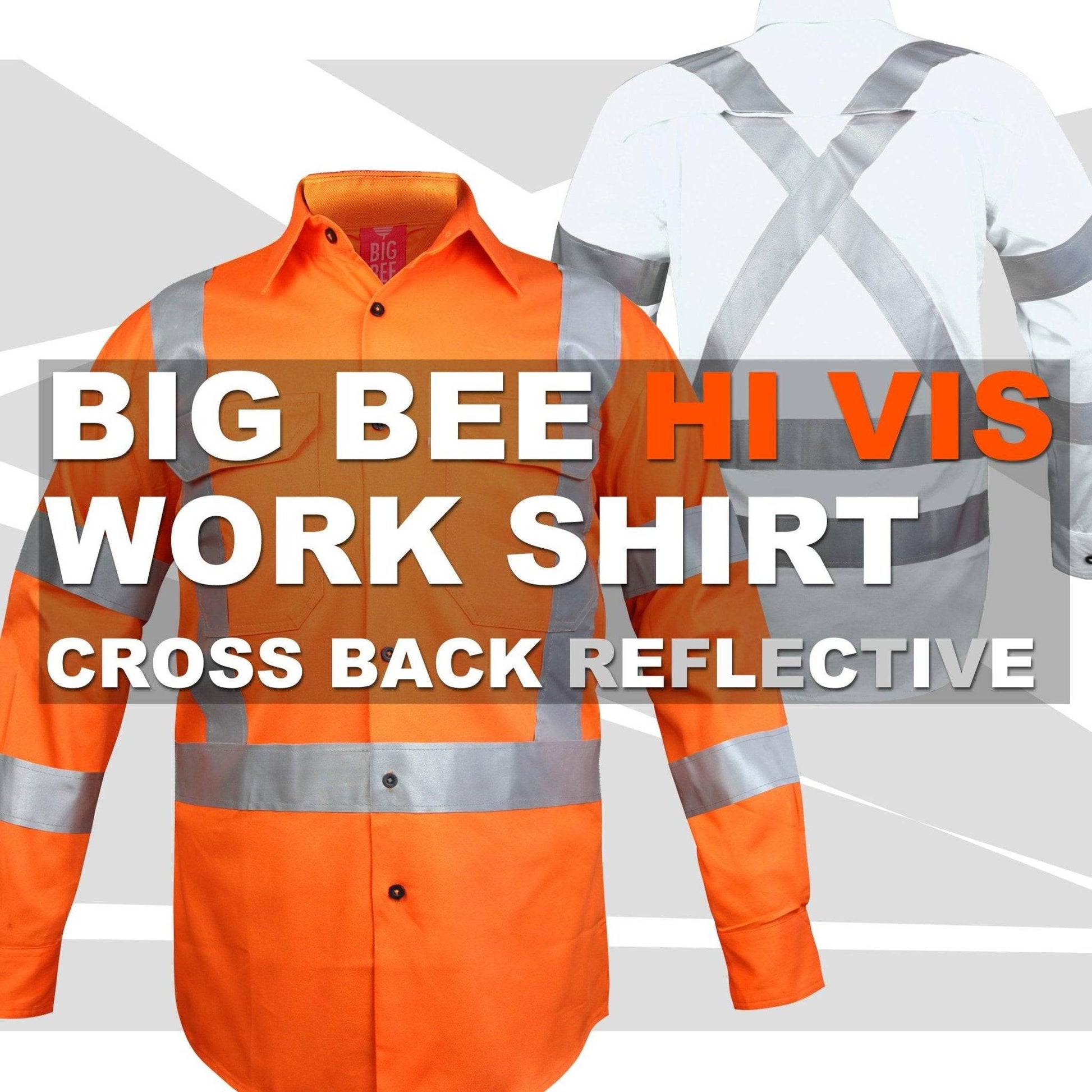 Big Bee Hi Vis Shirts Cross Back Reflective, NSW QLD Rail Shirt - Big Bee