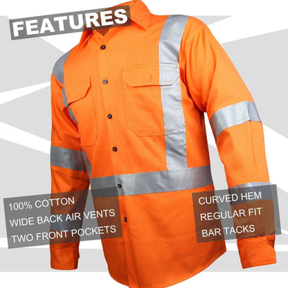 Big Bee Hi Vis Shirts Cross Back Reflective, NSW QLD Rail Shirt - Big Bee