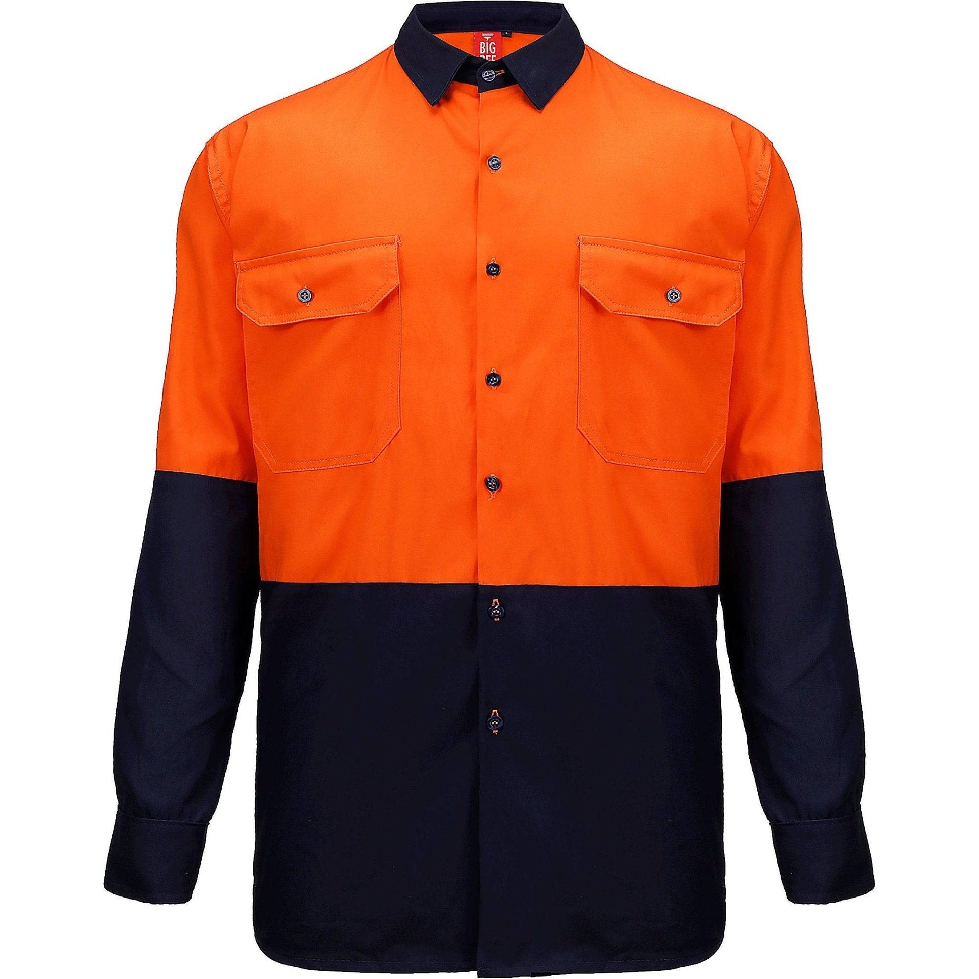 Big Bee Men's Hi Vis Shirts, Long Sleeve Safety Work Top - Big Bee
