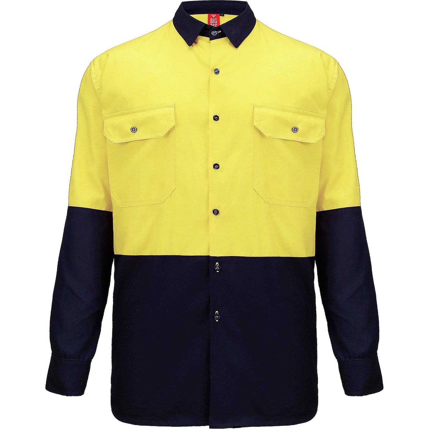 Big Bee Men's Hi Vis Shirts, Long Sleeve Safety Work Top - Big Bee
