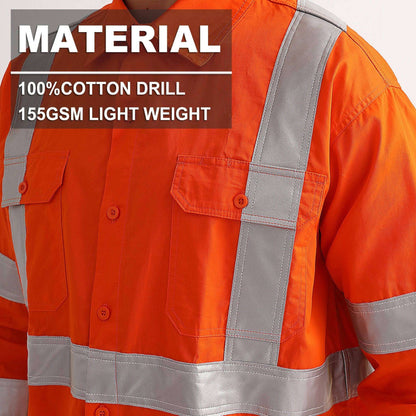 Big Bee Orange Work Shirt X Back Reflective, NSW QLD Rail Shirt - Big Bee