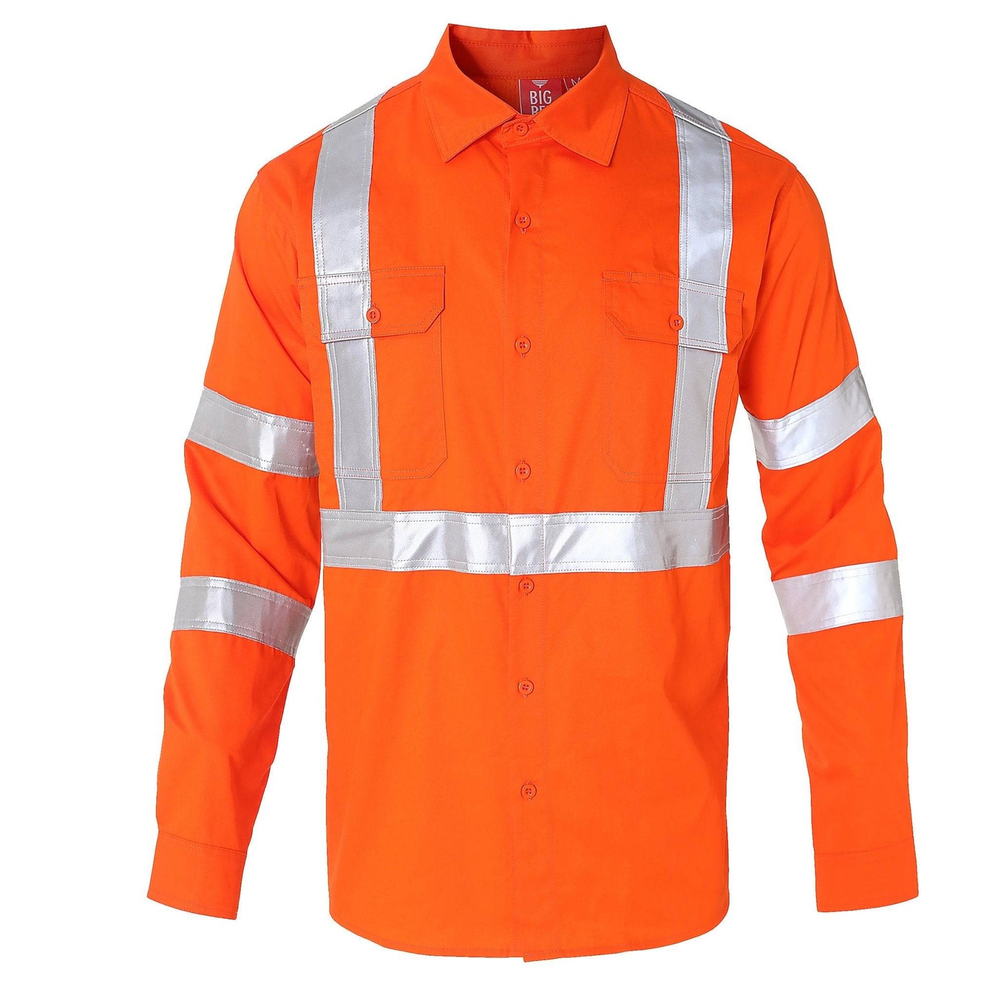 Big Bee Orange Work Shirt X Back Reflective, NSW QLD Rail Shirt - Big Bee