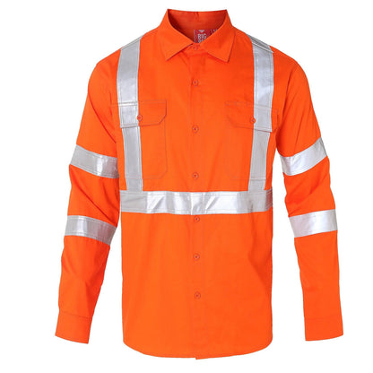 Big Bee Orange Work Shirt X Back Reflective, NSW QLD Rail Shirt - Big Bee