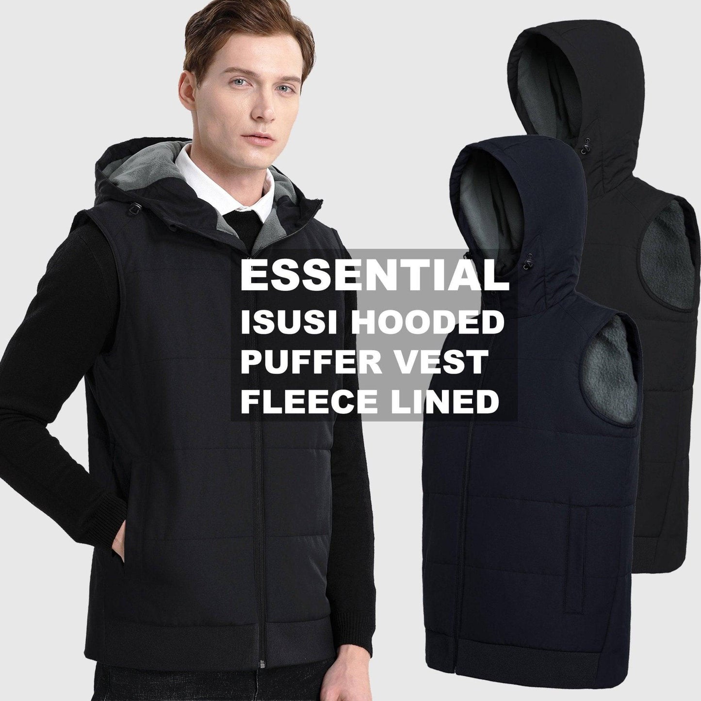 ISUSI Essential Vegan Down Vest, Insulated & Extra Fleece - Big Bee