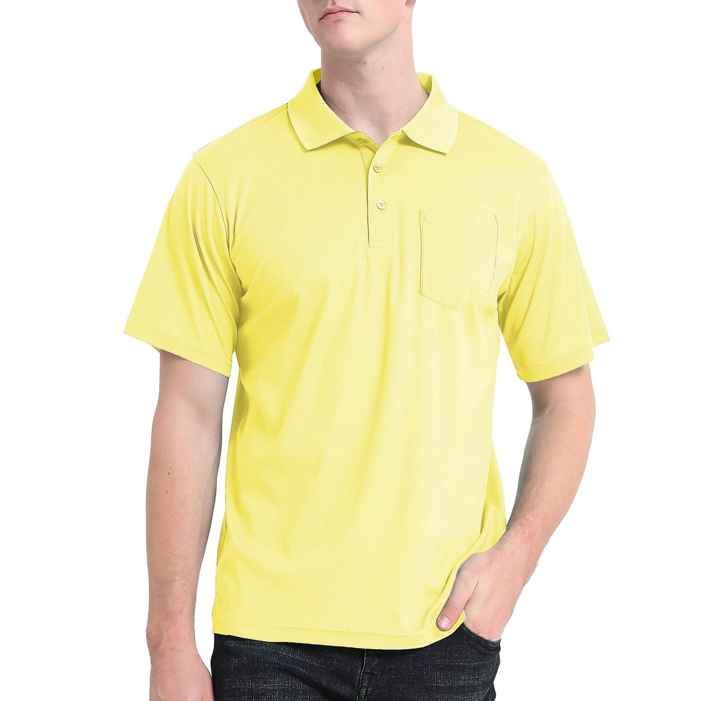 ISUSI Everyday Mens Polo Shirts, Cotton, Pocket, UPF 30+ - Big Bee