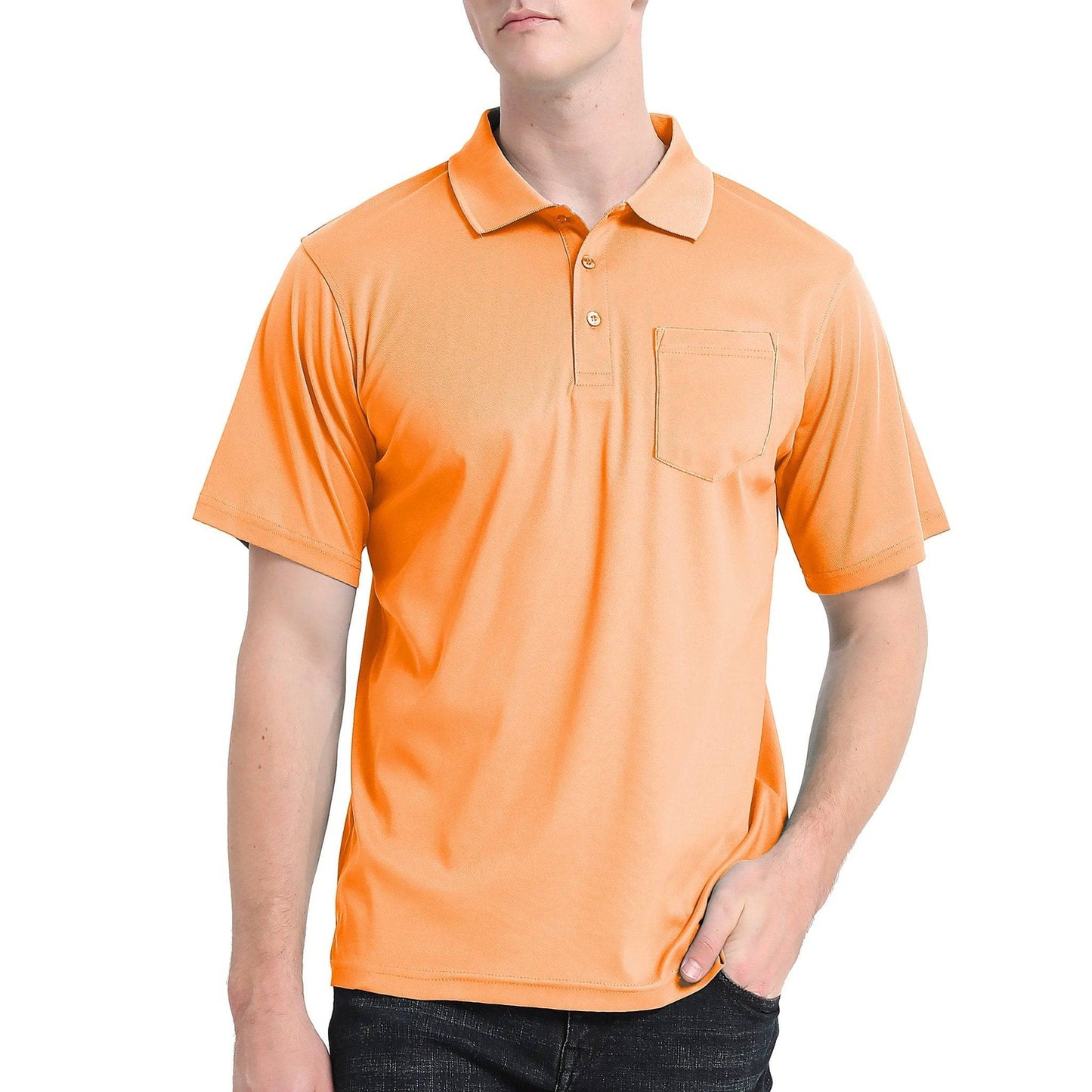 ISUSI Everyday Mens Polo Shirts, Cotton, Pocket, UPF 30+ - Big Bee