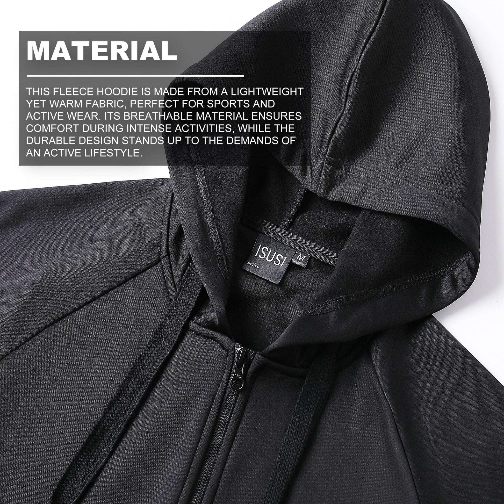 ISUSI Zip Hoodie Jumper Fleece Sweatshirts Contrast drawstring - Big Bee